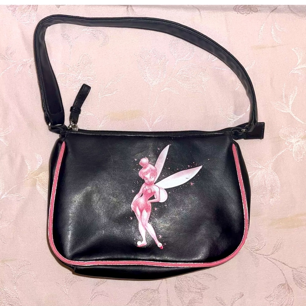 Disney Tinkerbell Black & Pink Faux Leather Girls Purse
